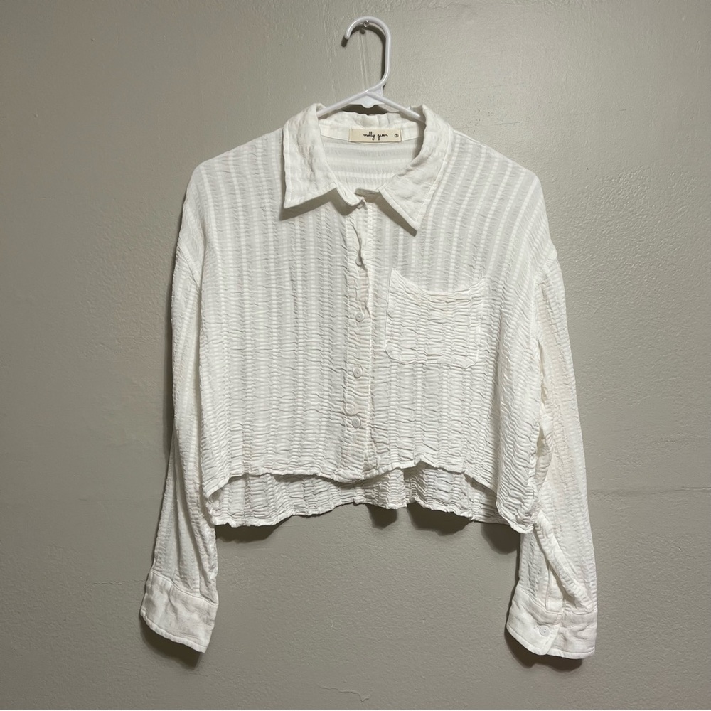 Molly Green White Textured Women's Top